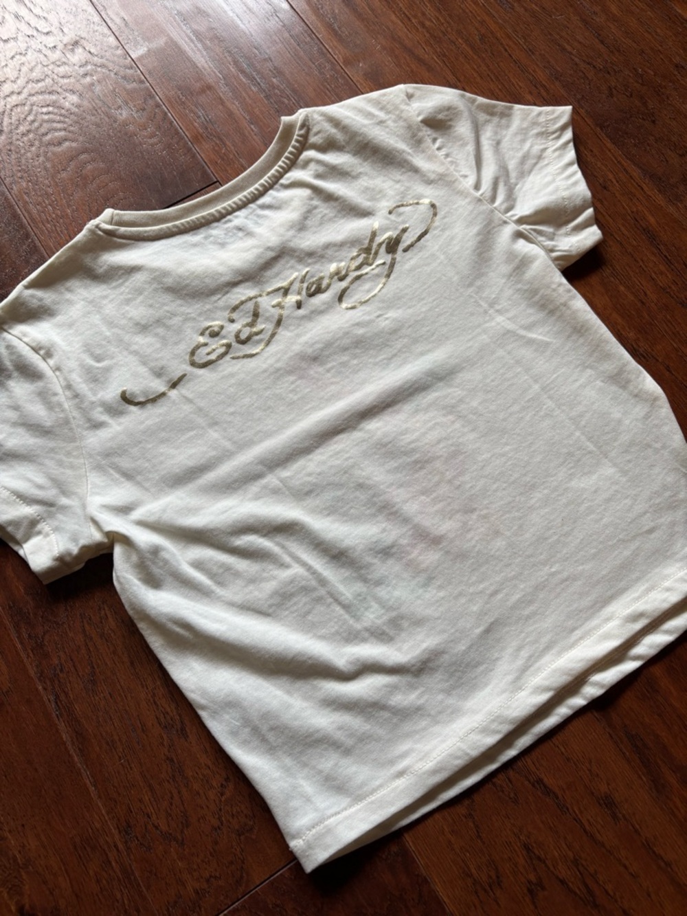 Ed Hardy Cream Koi Fish Graphic Tee | Size S | Floral Tattoo Style - Picture 3 of 9